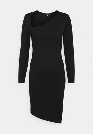 ASYMMETRIC NECK AND HEM MIDI DRESS - Sukienka letnia - black