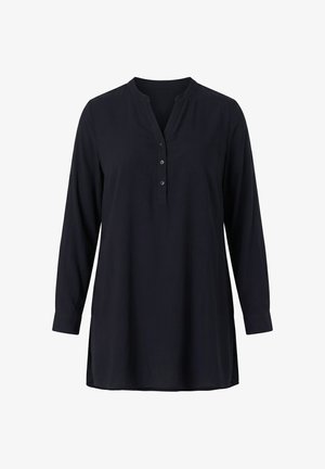 MIAMODA, BLOUSE, A-LINE, TUNIC NECKLINE, SIDE SLITS - Tunikaer - black