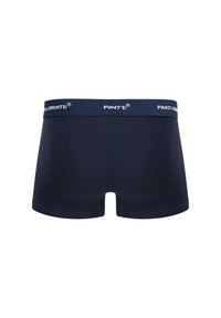 Granatowe męskie bokserki z miękkim elastycznym pasem, ozdobione białym logo. Gładki materiał i dopasowany krój zwiększają komfort noszenia.