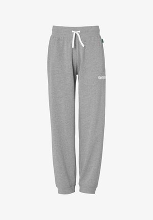 Grå joggingbukser lavet af blødt bomuldsblanding med elastisk talje, justerbar snøre og broderet logo på låret.