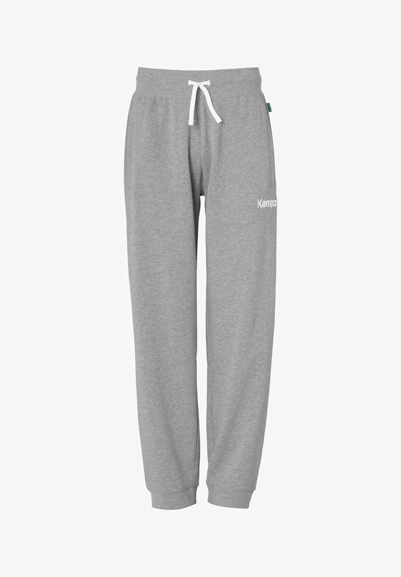 Grå joggingbukser lavet af blødt bomuldsblanding med elastisk talje, justerbar snøre og broderet logo på låret.