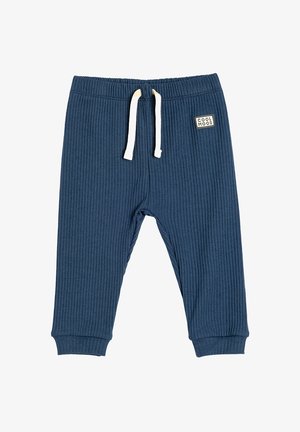 Navy gerippte Jogginghosen mit elastischem Bund, weißem Kordelzug und Logo-Patch. Bündchen an den Knöcheln für einen taillierten Stil. Weicher Stoff.