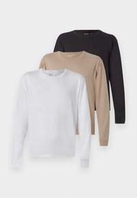 3 PACK  - Top dugih rukava - white/beige/black