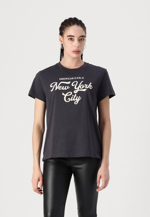 American Eagle BOYFRIEND TEE - Apdrukāts T-krekls - black