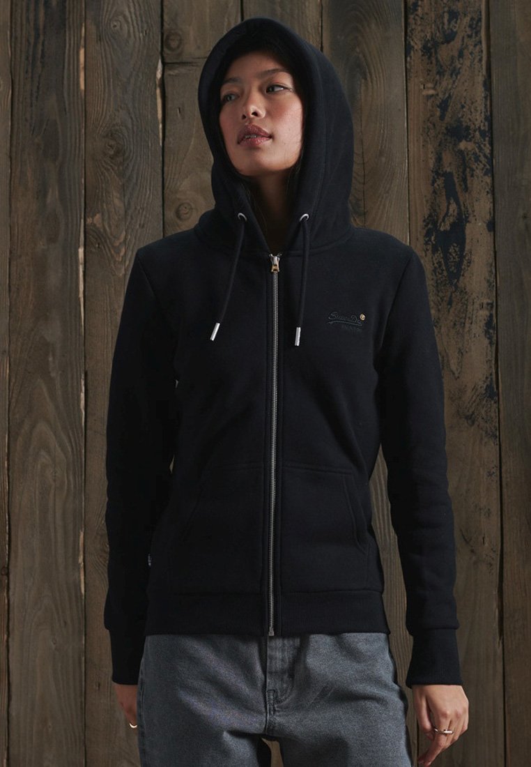Superdry ORANGE LABEL ZIP HOODIE - Sweater met rits - black/zwart -  Zalando.nl