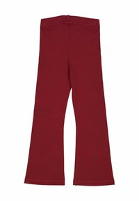 Bordeaux flared broek gemaakt van een zachte katoenmix, met een gestikte tailleband en een gladde textuur, geschikt voor casual gebruik.