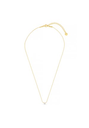 Collier délicat en chaîne d'or avec un petit pendentif rond en pierre précieuse claire et un fermoir réglable avec chaîne d'extension.