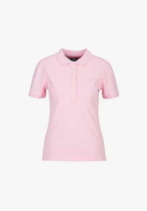 Roze polo shirt van zachte katoen, met een kraag, korte mouwen en een knoopsluiting met drie knopen met reliëf logo detail.