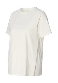 Hvid bomulds t-shirt med en klassisk rund hals, korte ærmer og en afslappet pasform med en glat, let tekstur.