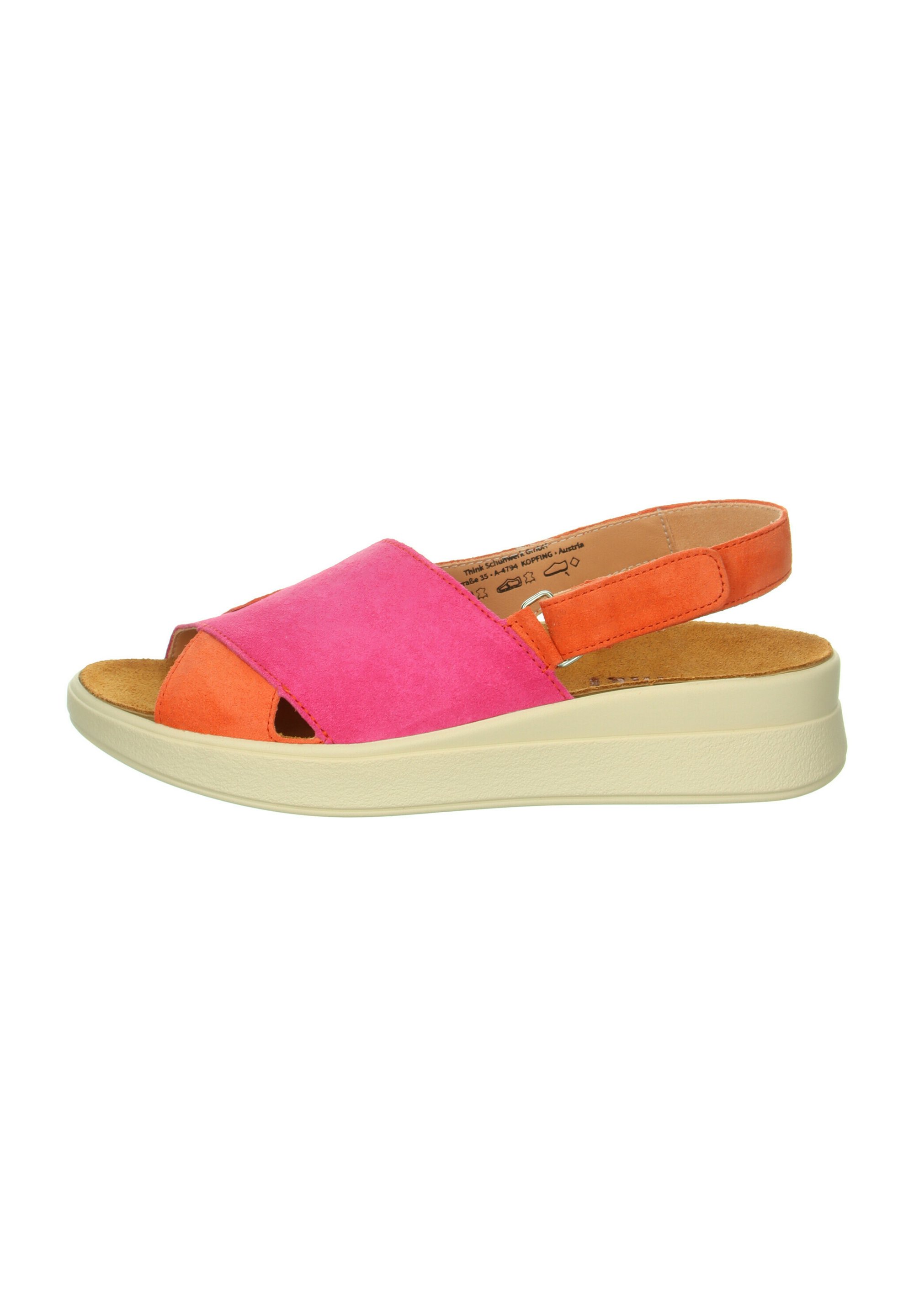 Think! TIEFFUSSBETT Wedge sandals fuxia kombi/red Zalando