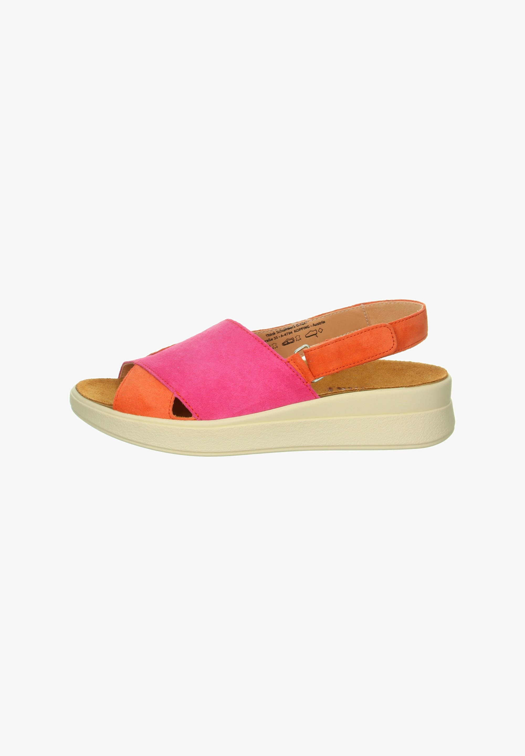 Think! TIEFFUSSBETT Wedge sandals fuxia kombi/red Zalando