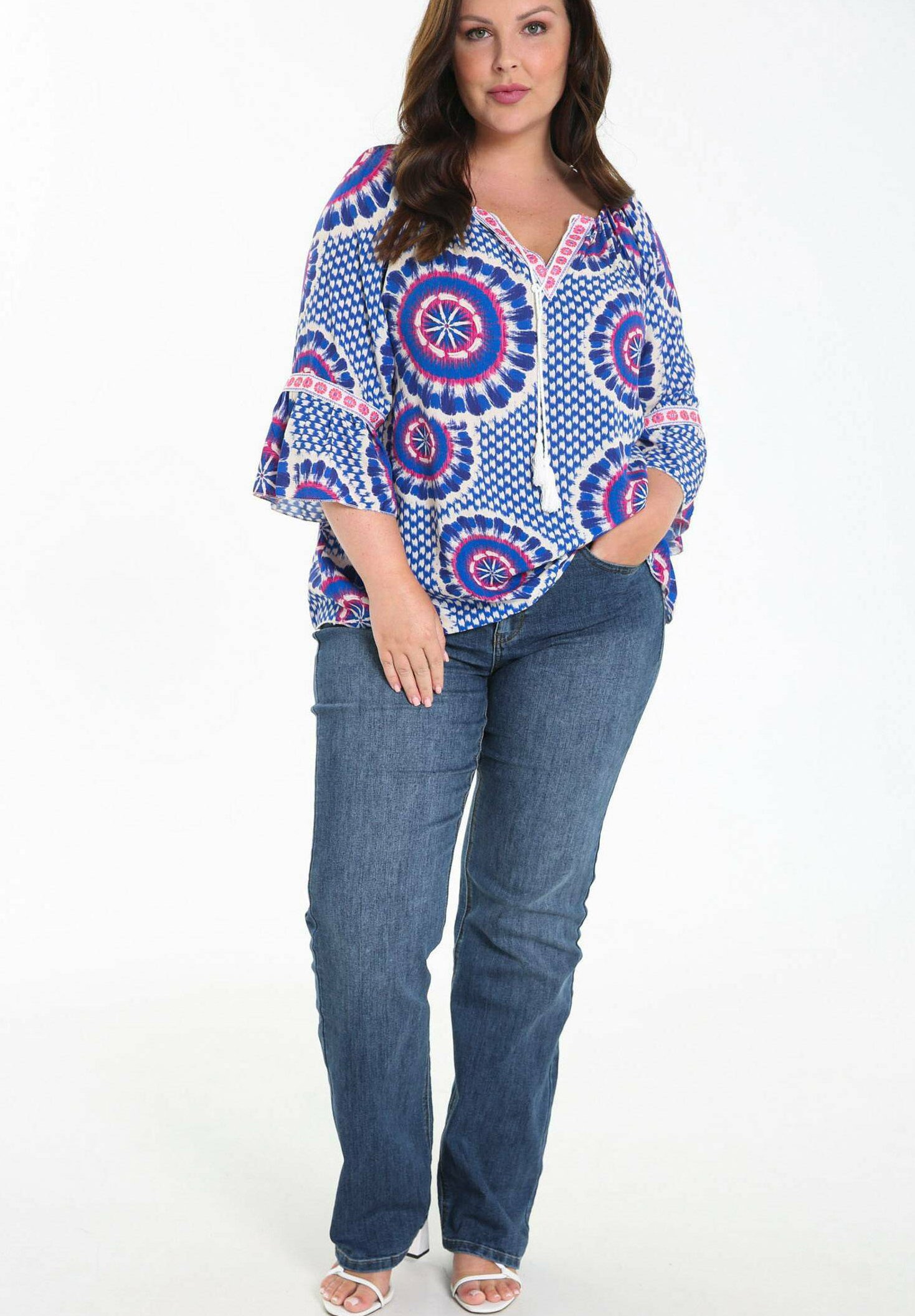 Paprika AVEC BRODERIES MOTIF ETHNIQUE - Blouse - white/blauw - Zalando.nl