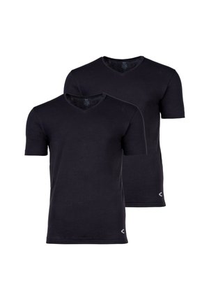 2ER PACK - V-AUSSCHNITT STRETCH EINFARBIG - T-Shirt basic - schwarz