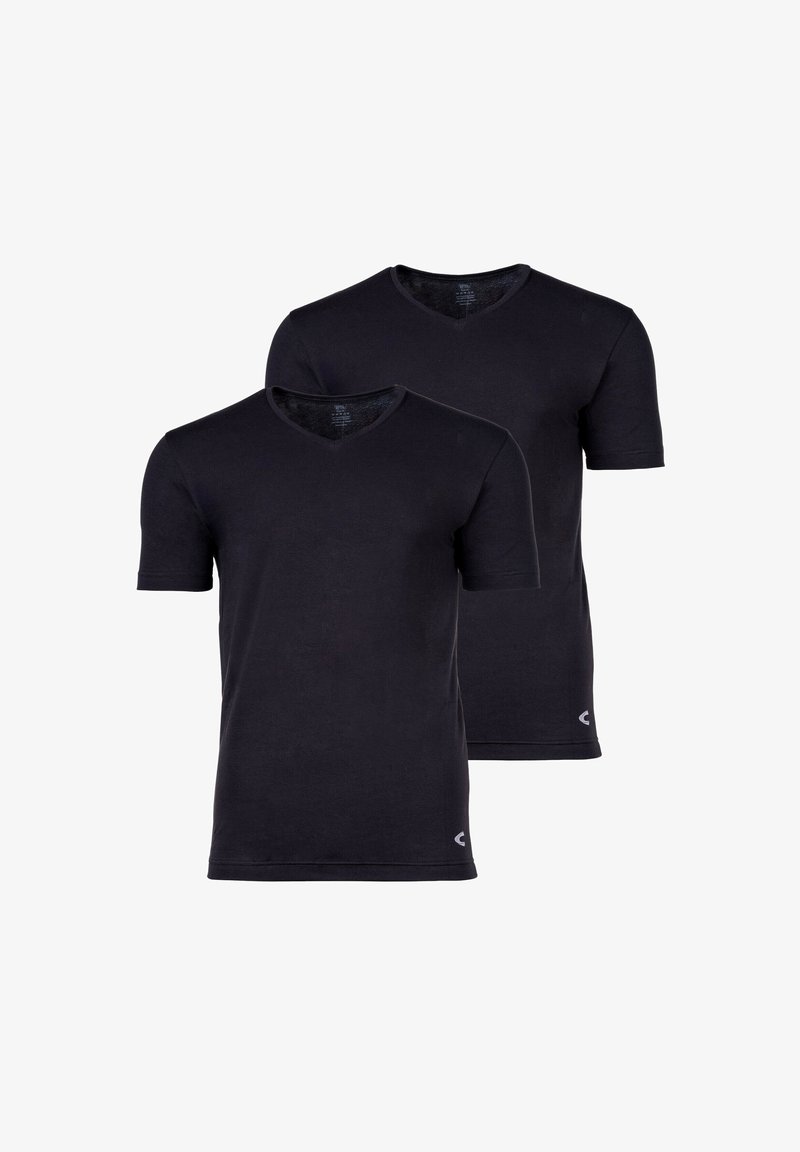 camel active 2ER PACK - V-AUSSCHNITT STRETCH EINFARBIG - T-Shirt basic - schwarz