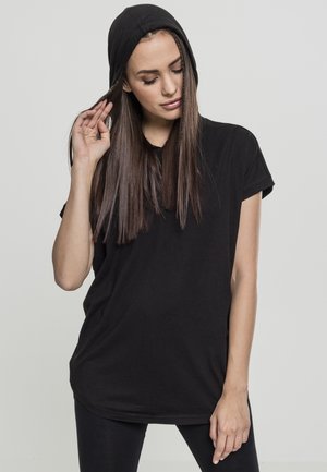LADIES SLEEVELESS HOODY - Camiseta estampada - black