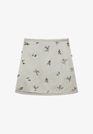 Massimo Dutti, MINI SKIRT WITH BEADED DETAIL - Gonna a campana - light grey