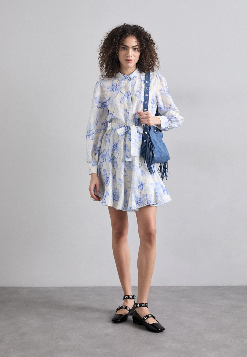Maje RUBARBELA - Shirt dress - bleue/cru/off-white - Zalando.ie