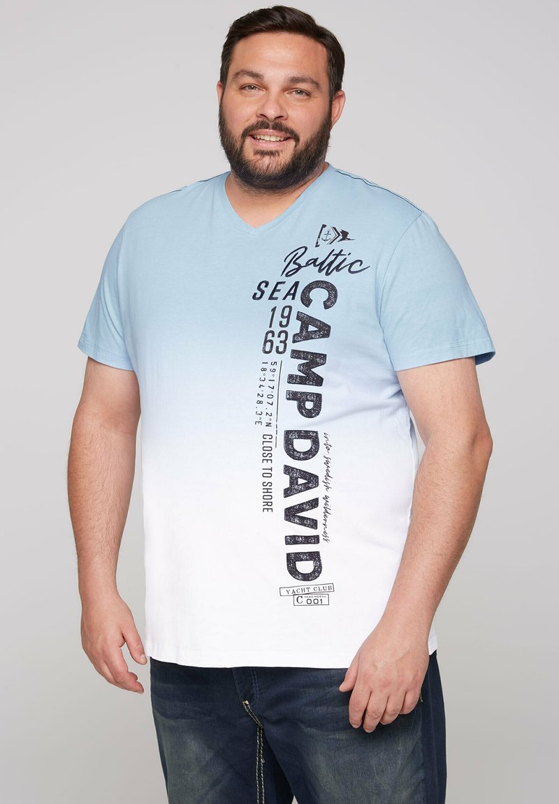 Camp David Heren T-shirt Dip Dye in vintage look, Evergreen/Sunstone, XL