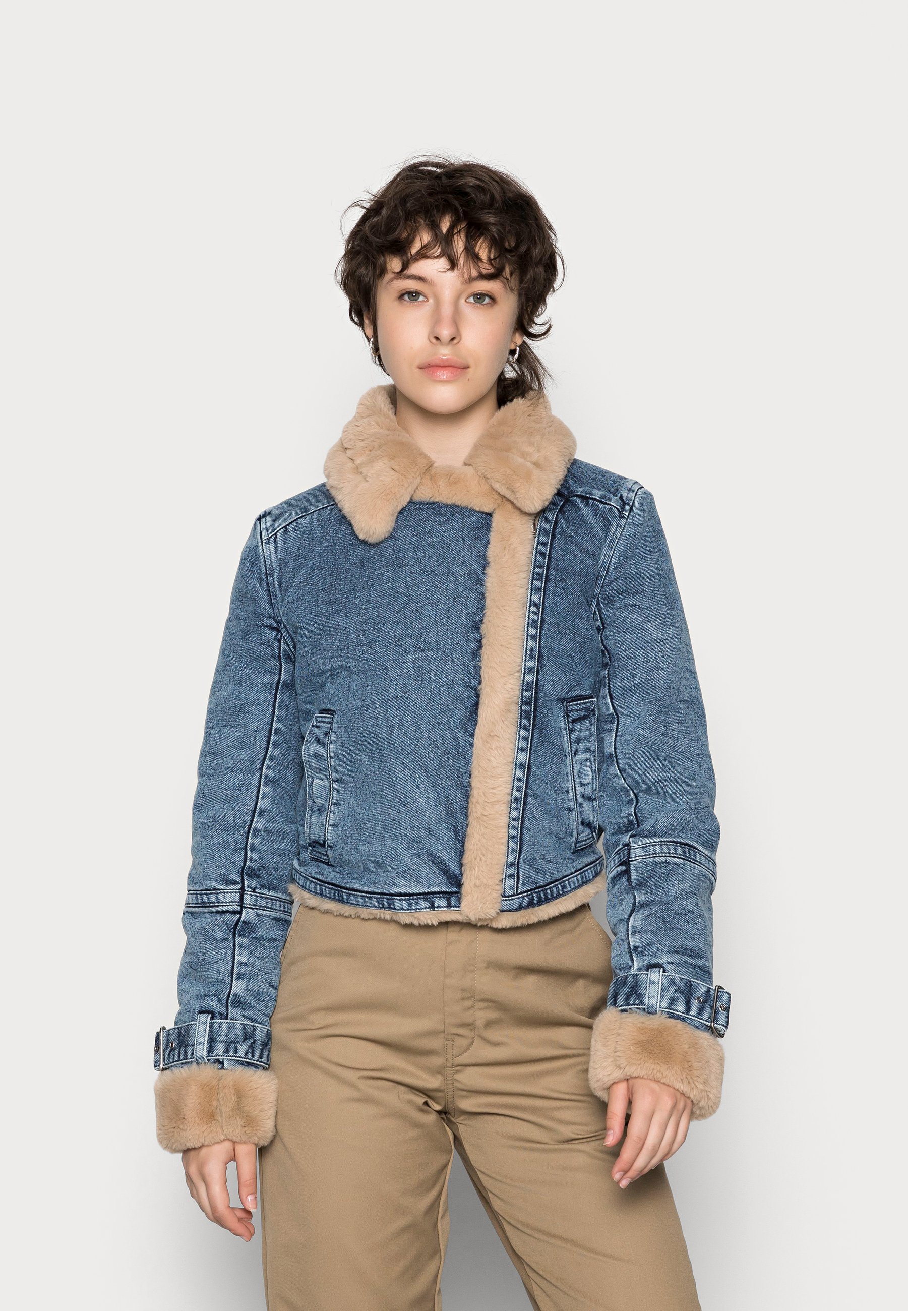 Hollister Co. CROPPED BIKER - Denim 