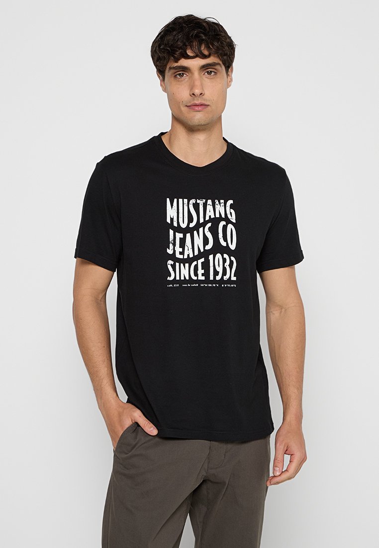 mustang T-shirt print zwart
