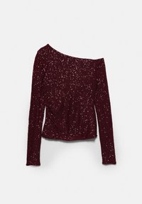 Bordo dugih rukava s dizajnom bez naramenica, ukrašen cirkonima, blago oblikovanog siluete i meke teksture.