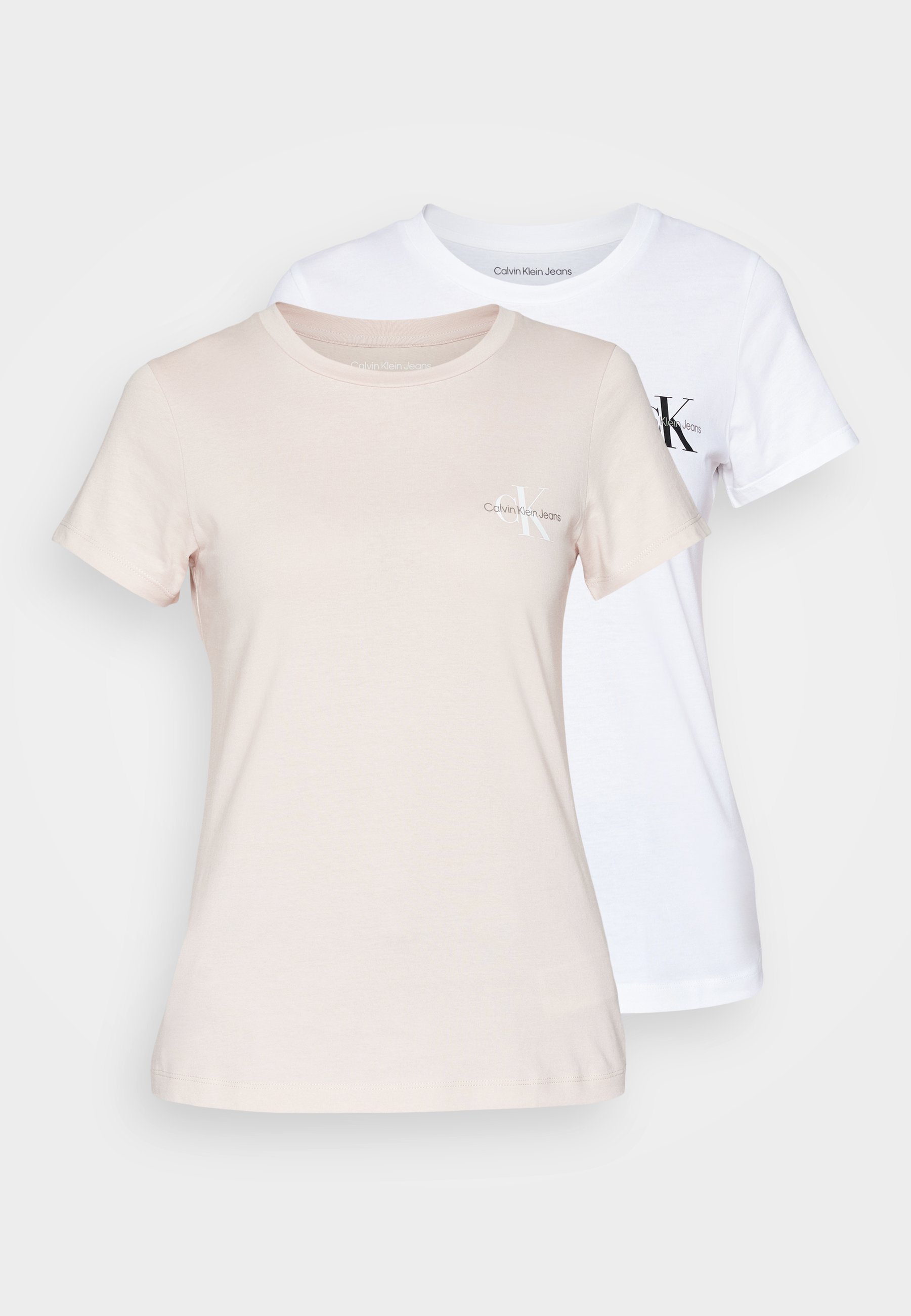売れ筋商品|||カルバンクライン Tシャツ レディース トップス MONOLOGO SLIM TEE 2 PACK - Basic T-shirt - sepia rose/bright white Calvin Klein Jeans MONOLOGO SLIM TEE 2 PACK - T-Shirt basic