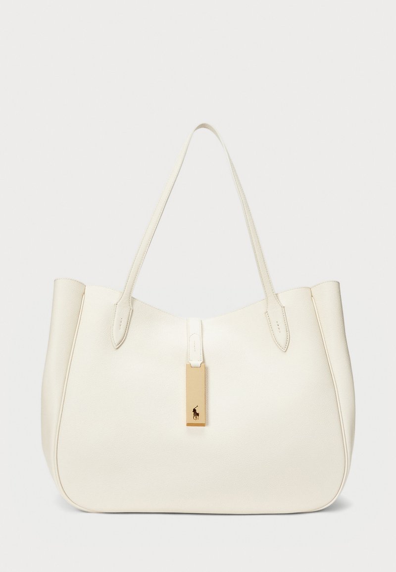 Polo Ralph Lauren POLO ID LEATHER LARGE TOTE - Shopping bag - ivory