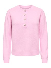 Mehak roza dolg rokav z okrolim izrezom in štirimi okrasnimi gumbi v obliki srca iz biserov spredaj.