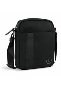 Borsa a tracolla nera realizzata in nylon testurizzato con un accento in pelle liscia. Caratterizzata da una chiusura con zip, tracolla regolabile e dettaglio del logo.
