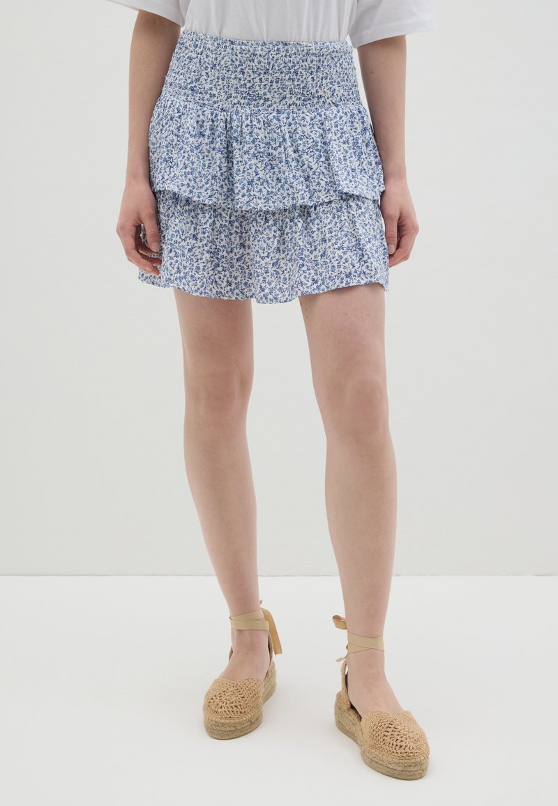 B.ANGEL FLORAL - Minijupe - white light blue