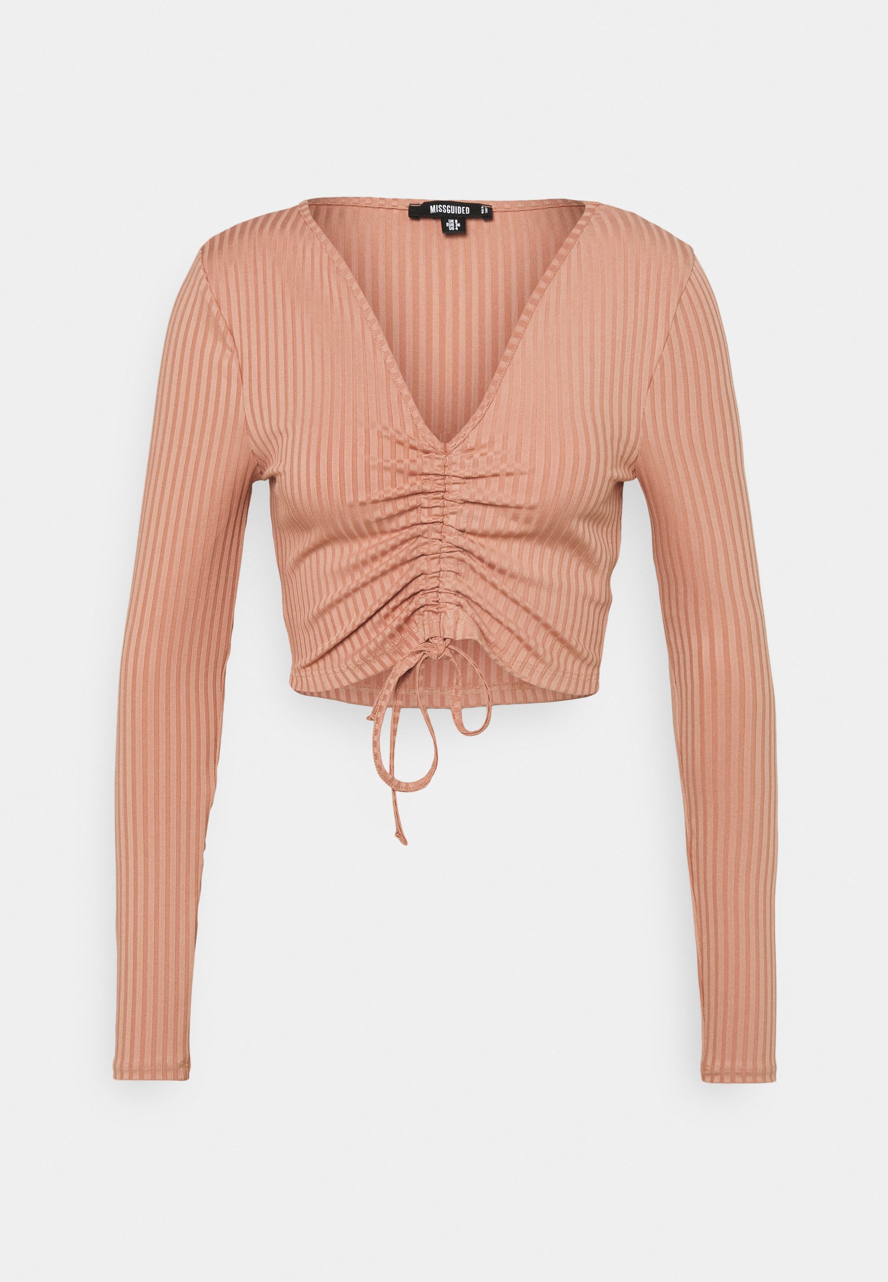 Missguided Tall RECYCLED RUCHED FRONT CROP TOP - Blouse - pink/light pink -  Zalando.co.uk