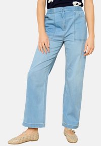 HIGH WAIST - Straight leg jeans - blue bleached