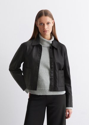Marc O'Polo TURN-DOWN COLLAR - Leather jacket - black