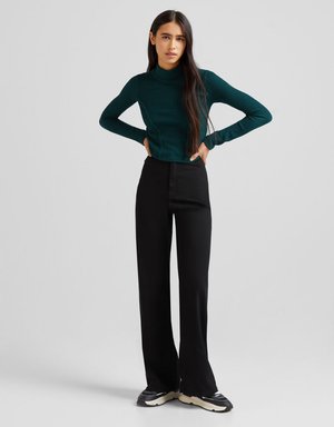 WIDE LEG - Flared Jeans - black