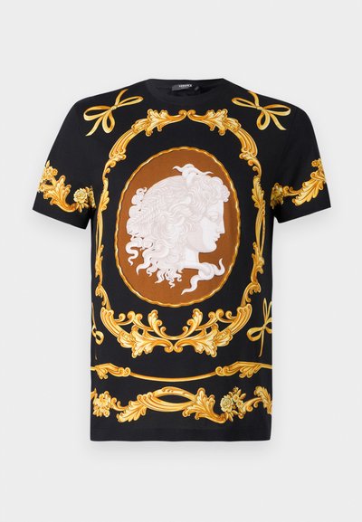 Versace COMPACT MEDUSA CAMEO - Print T-shirt - black/gold coloured
