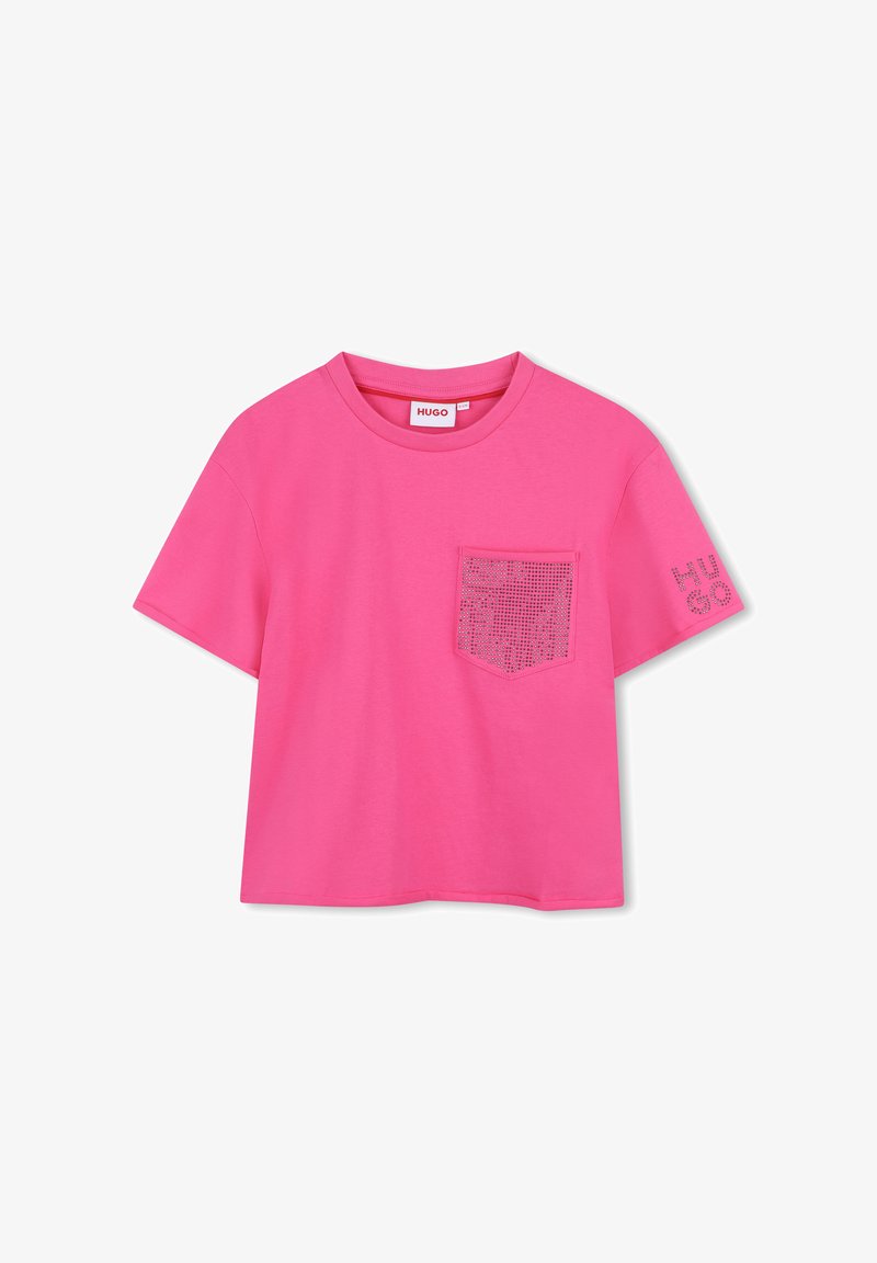 HUGO Kids MANCHES COURTES - T-shirt imprimé - shocking pink