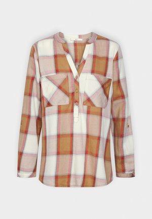 HENLEY WITH CHECKS - Blouse - light taupe