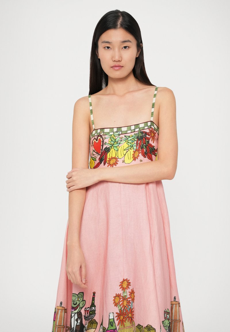 alemais contessa mini dress Sun-drenched and artfully designed  The Contessa Sundress by Alemais  features original artwork by Greg Sindel of Studio A  a wearable  masterpiece in a warm multi-hue palette.  Midi silhouette 