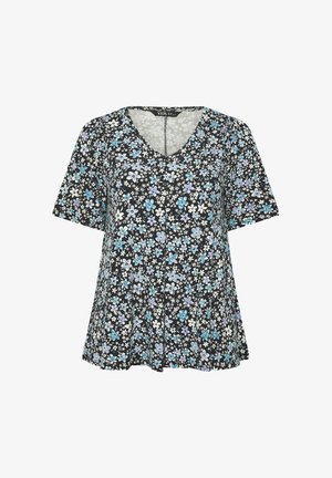 Yours Clothing, PLUS SIZE FLORAL TOPS - T-shirt con stampa - black