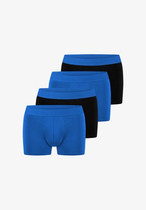 Vier Paar Herrenboxershorts in Blau und Schwarz, mit einem weichen elastischen Bund mit eingeprägtem Markenlogo und einem eng anliegenden Design.