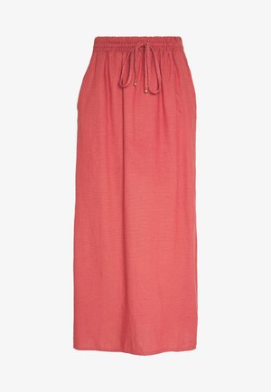 Rosa linned maxi kjol med drawstring midja, med en avslappnad passform och mjuk textur, perfekt för vardagsbruk.