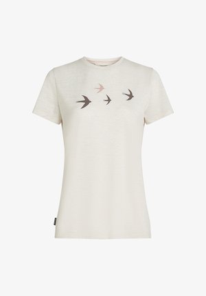 icebreaker, 150 TEE BIRD - Printtipaita - ecru hthr