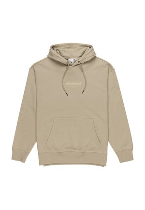 Felpa beige realizzata in tessuto morbido, con tasca frontale, cappuccio regolabile e un logo discreto sul petto. Vestibilità classica e rilassata.