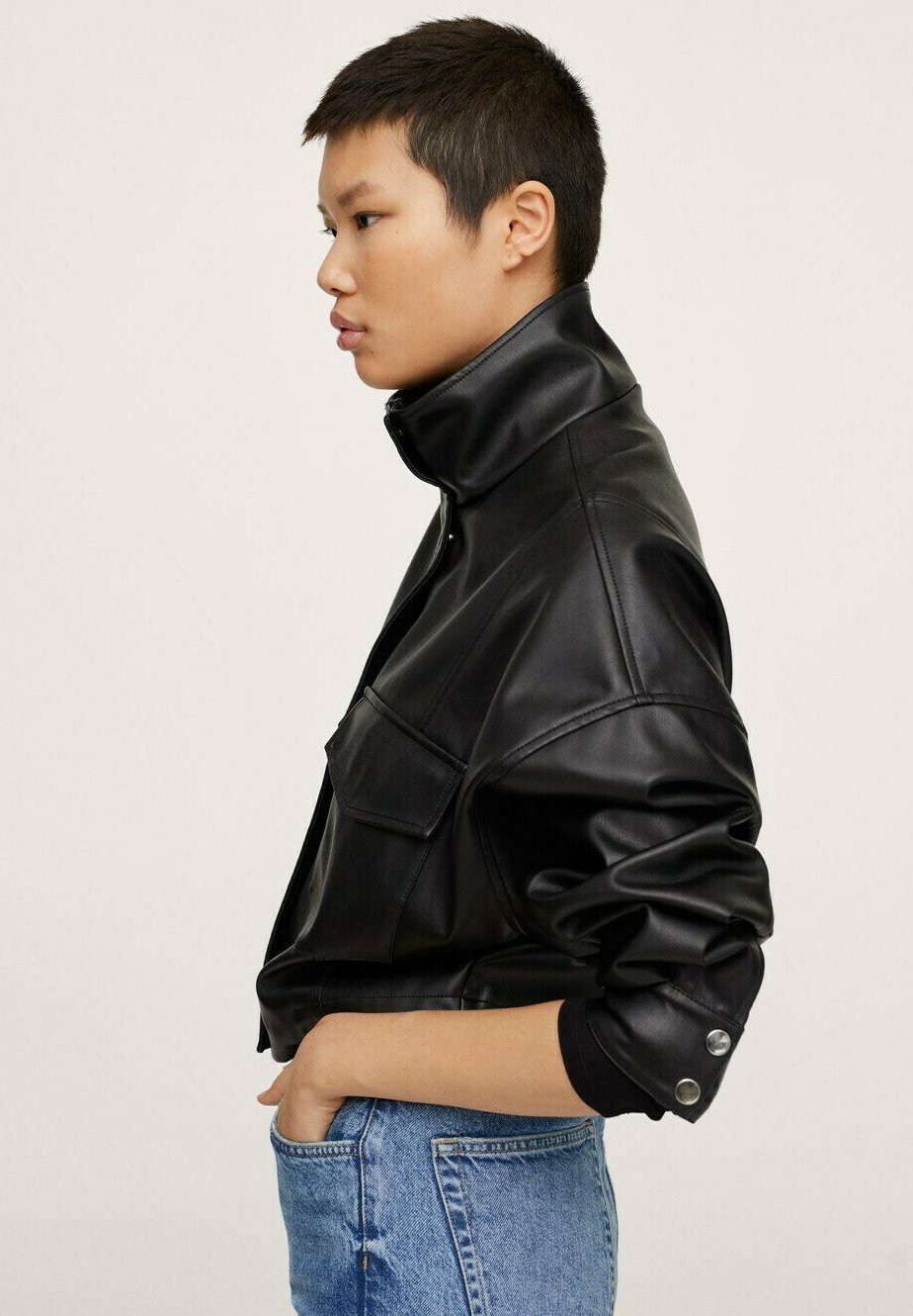 mango oversized leather jacket