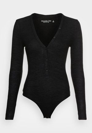 COZY HENLEY BODYSUIT - Long sleeved top - black