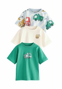 Next - REGULAR FIT - SHORT SLEEVE - 3 PACK - T-shirt print - green transport digger Miniatuurafbeelding 1