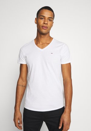 SLIM JASPE V NECK - T-paita - white