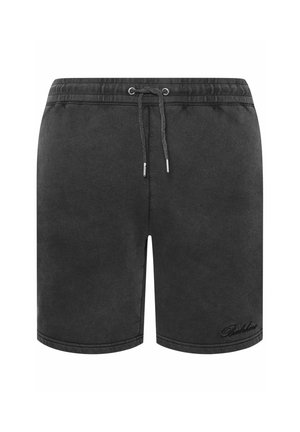 Zwarte casual shorts met elastische tailleband en trekkoord, met een subtiel geborduurd logo op het onderste deel van het linkerbeen.