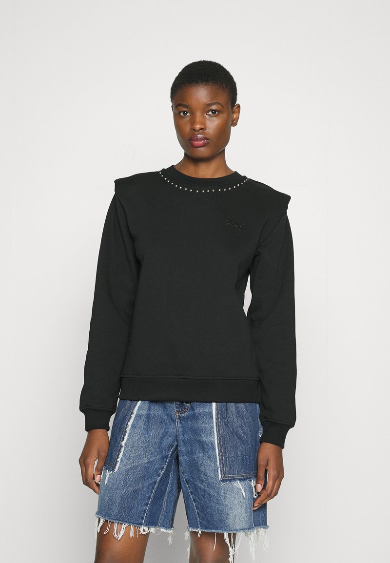 Crewneck Sweatshirt With Hotfix 600077029blk