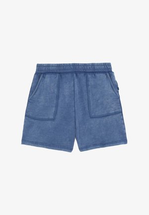 Blauwe shorts met elastische tailleband, voorzien van twee zijzakken, zachte textuur en een gladde afwerking. Wasbaar in de machine, veelzijdig voor casual draag.